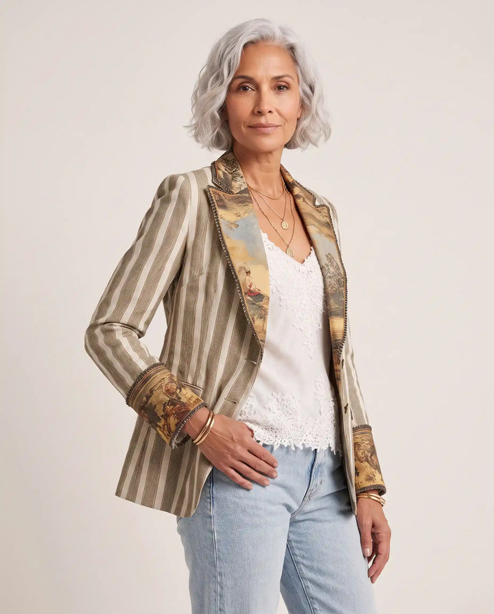 Rosalind – Striped Artful Lapel Blazer