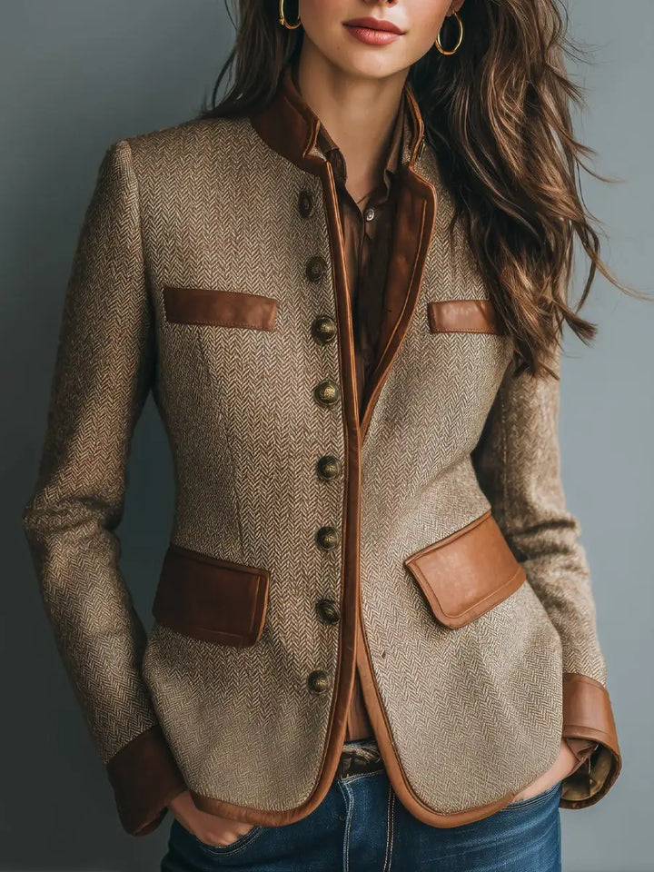 Josephine – Leather-Trim Tweed Blazer