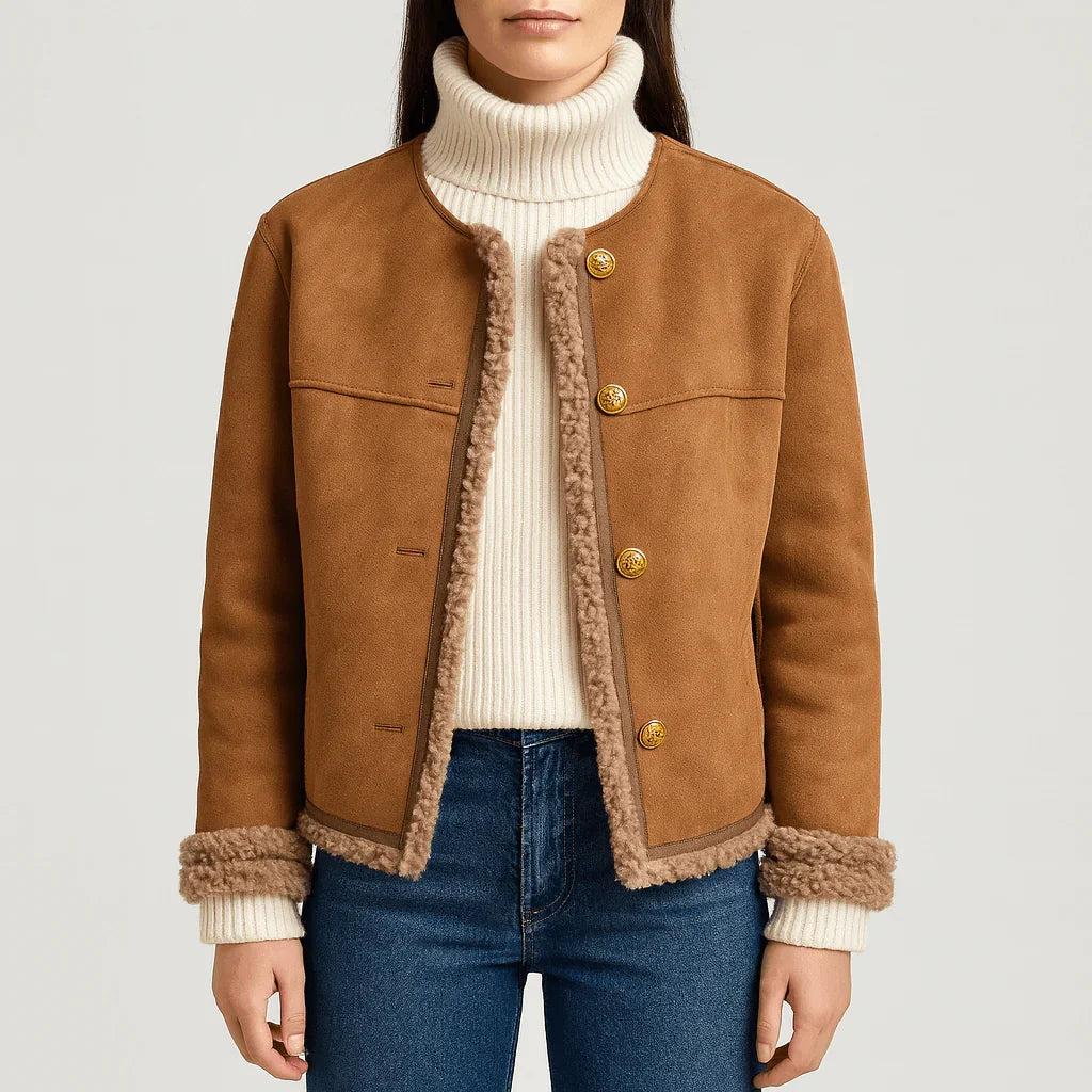 Ottilie – Plush Trim Suede Jacket