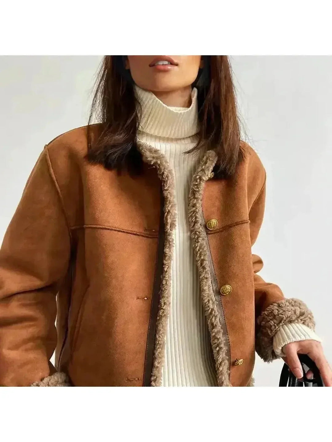 Ottilie – Plush Trim Suede Jacket