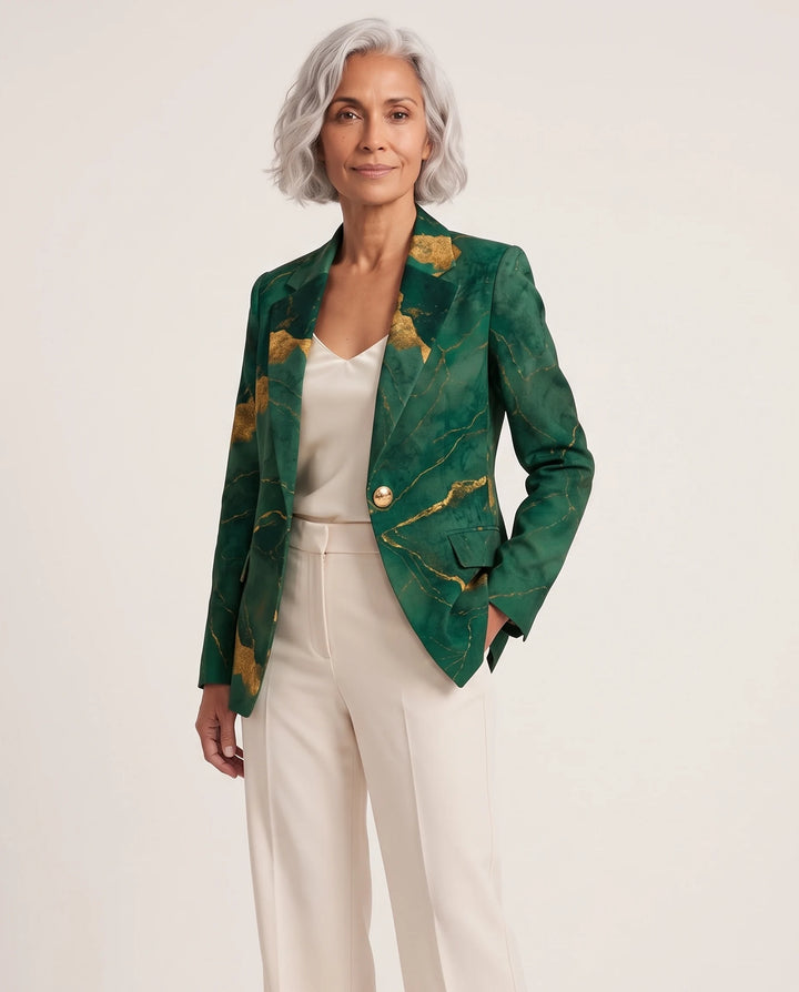 Seraphina – Gilded Marble Blazer - front