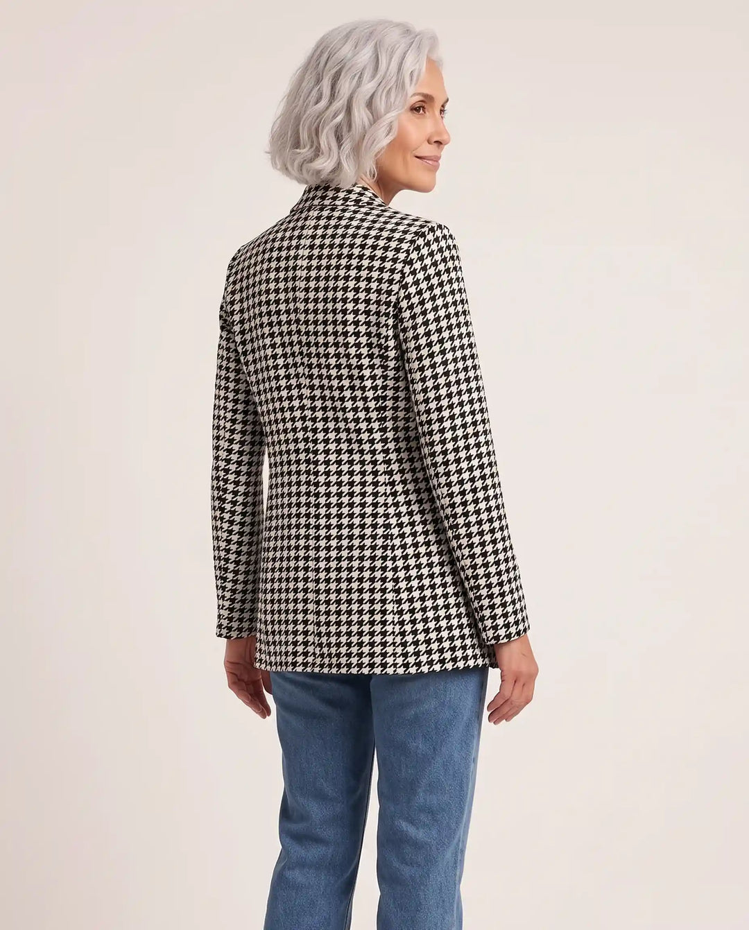 Vivienne – Houndstooth Print Blazer - back